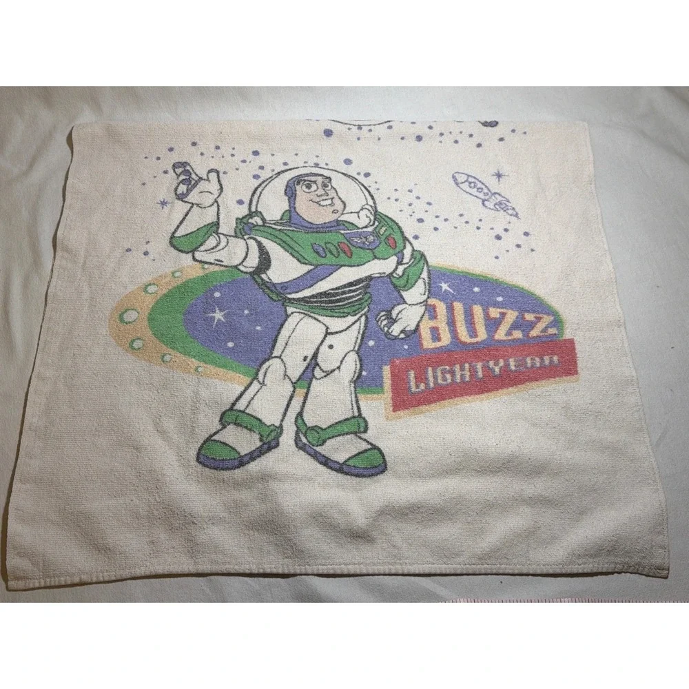 Disney Pixar Toy Story Buzz Lightyear Kids Beach Towel White Green Space Ranger‎